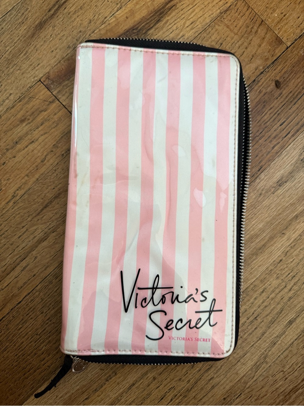 Victoria's Secret Pink & White Striped Zip-Around Wallet - Picture 2 of 4